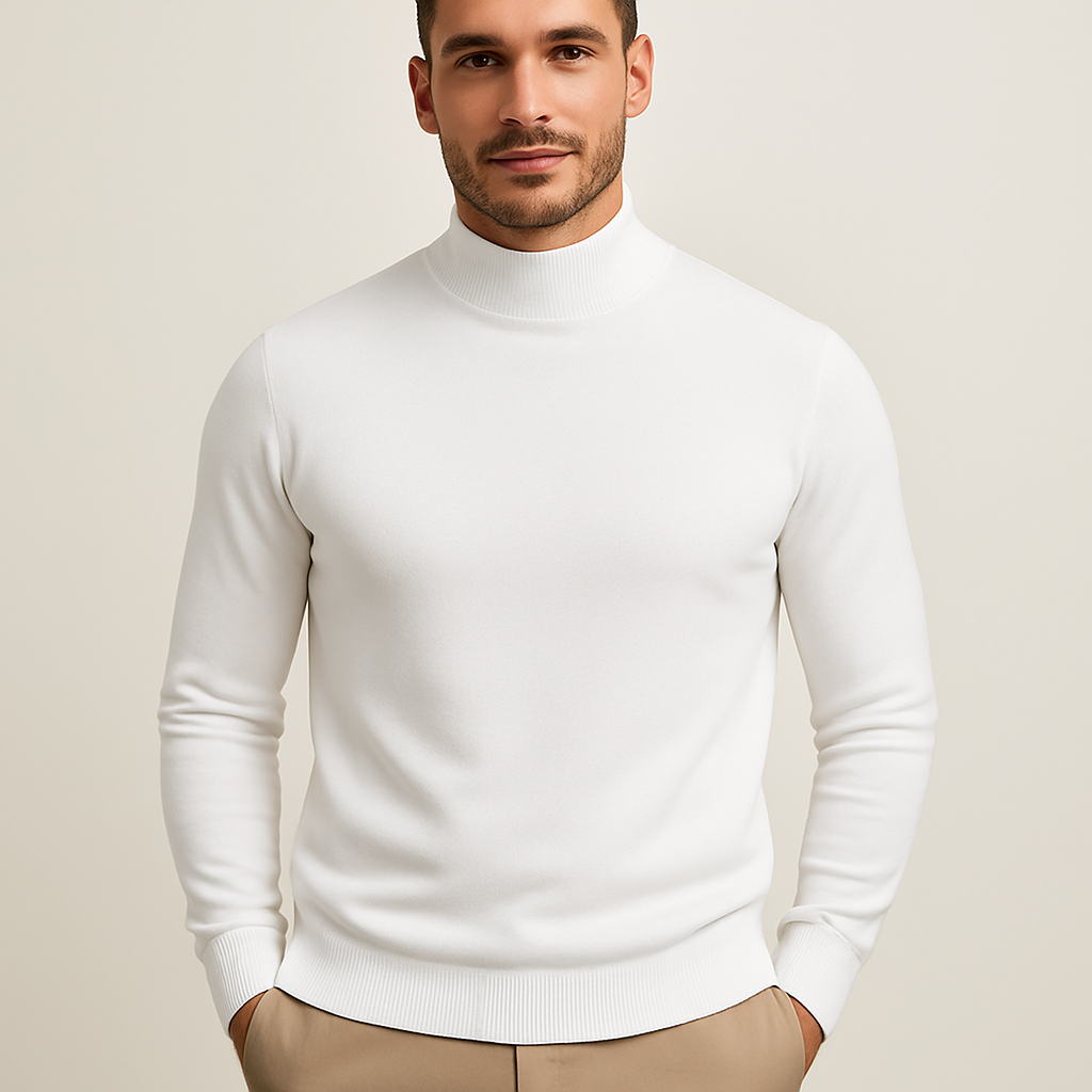 Men's Fitted Soft Knit Turtleneck for Blazer Layering