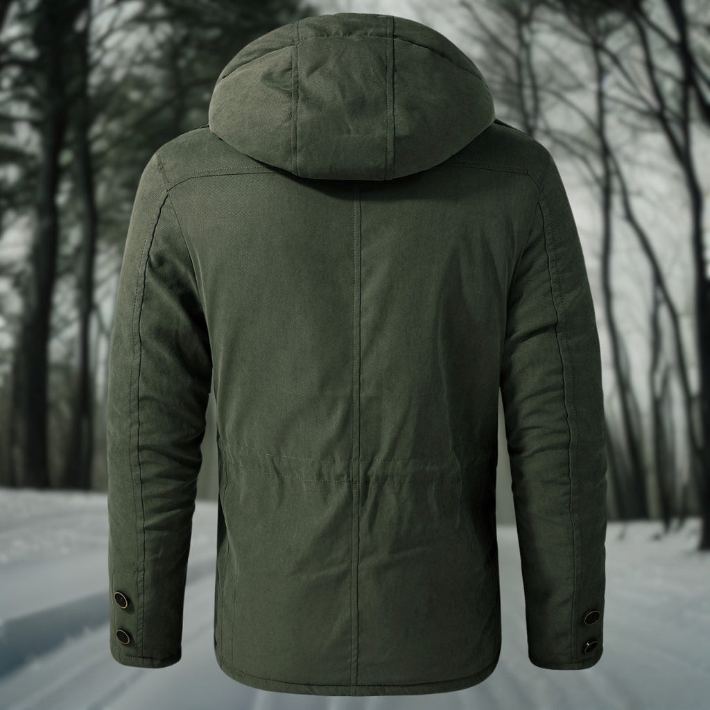 Men's High-Neck Utility Parka with Adjustable Hood and Waist
