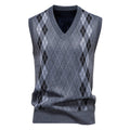Men's Sleeveless Argyle Sweater Vest with V-Neck - Mid Gray