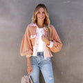 Women's Above-the-Waist Cropped Jacket with Fringe Trim - Pink