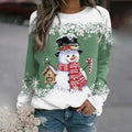 Women's Regular-Fit Snowman Holiday Sweater in Thick Knit - Green