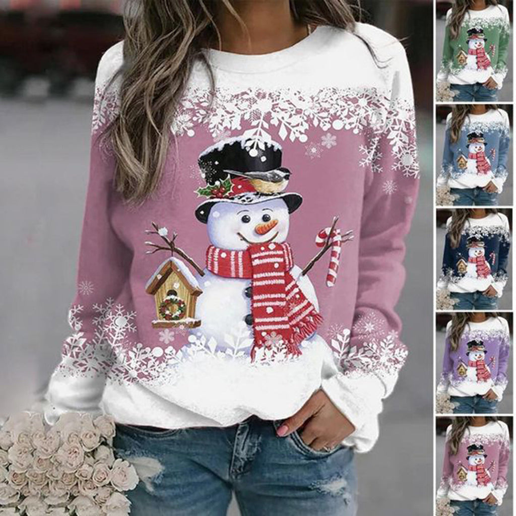 Women's Regular-Fit Snowman Holiday Sweater in Thick Knit