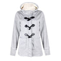Women's Zip and Toggle Hooded Winter Jacket in a Longer Cut - Light Gray