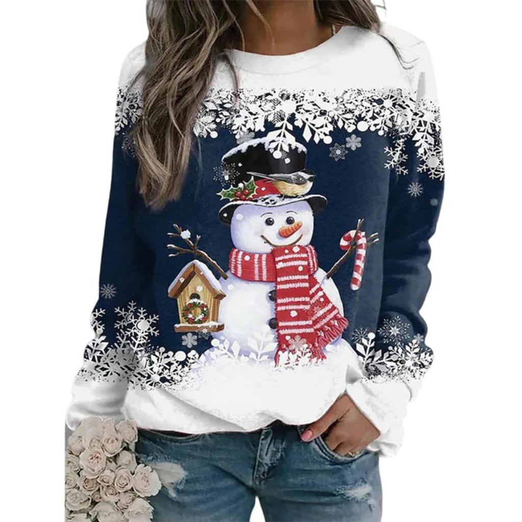 Women's Regular-Fit Snowman Holiday Sweater in Thick Knit