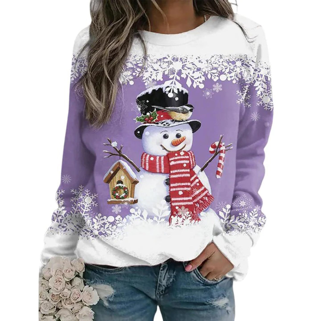 Women's Regular-Fit Snowman Holiday Sweater in Thick Knit