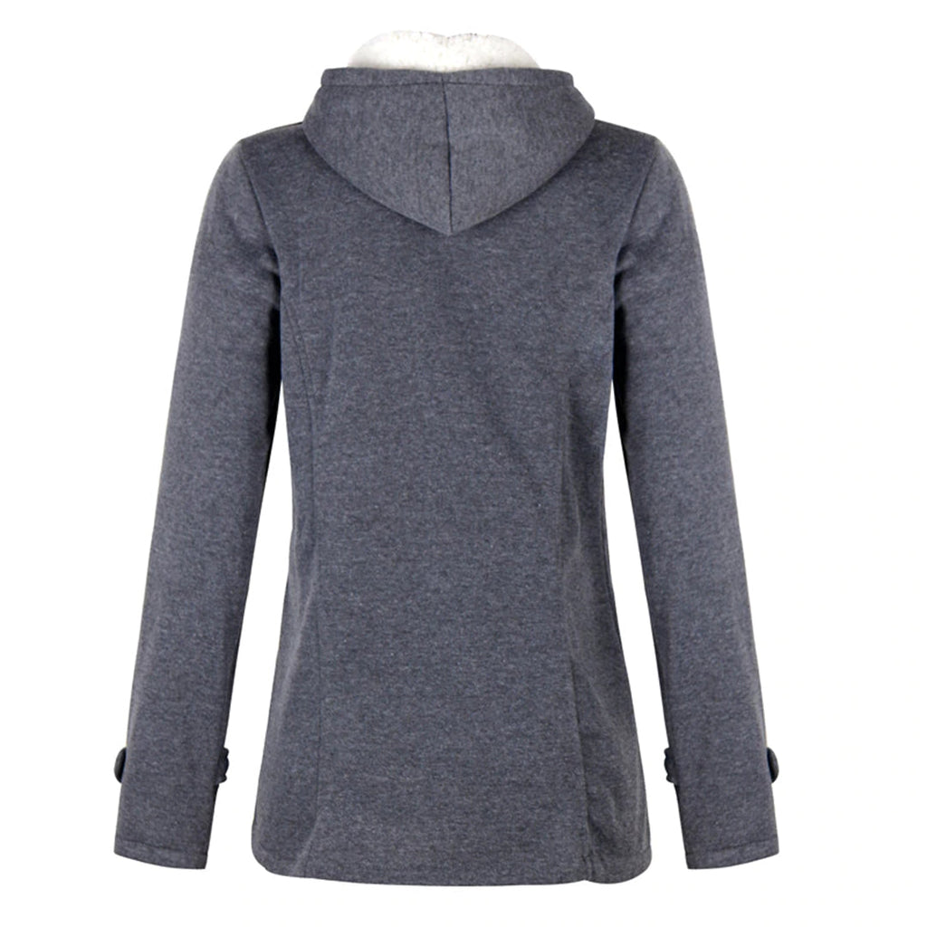Women's Zip and Toggle Hooded Winter Jacket in a Longer Cut