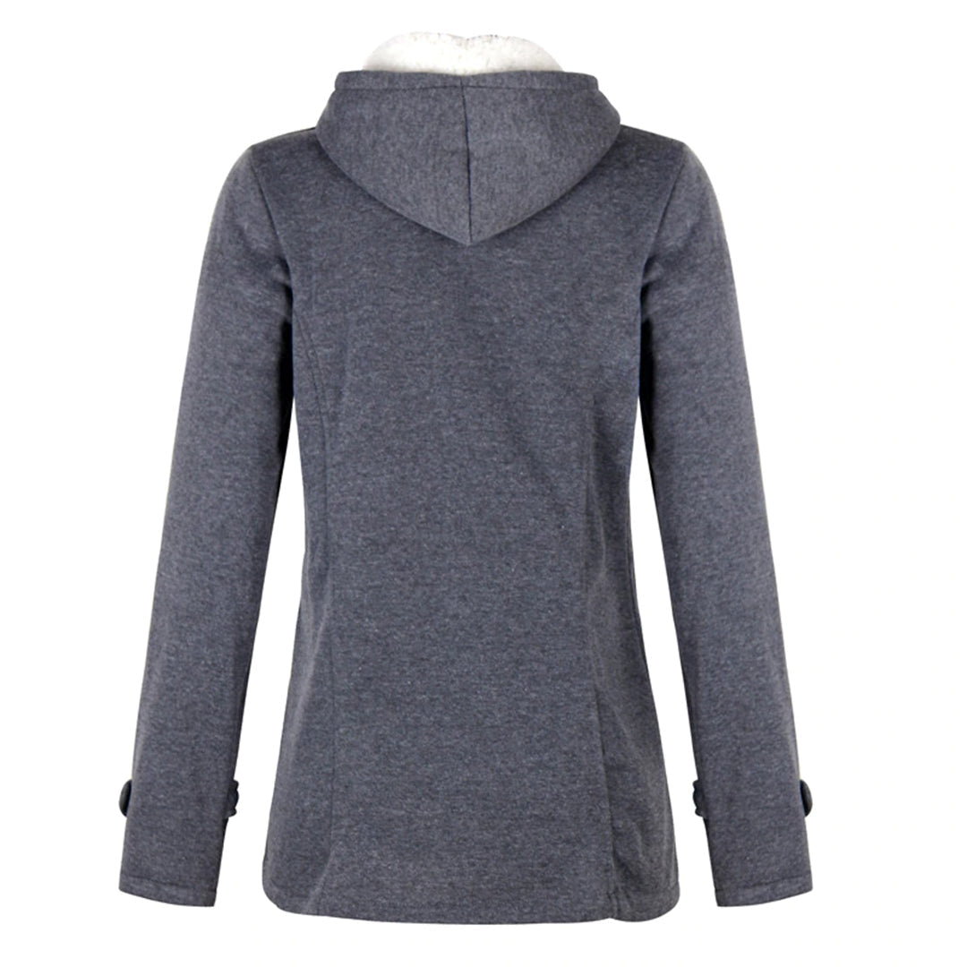 Women's Zip and Toggle Hooded Winter Jacket in a Longer Cut