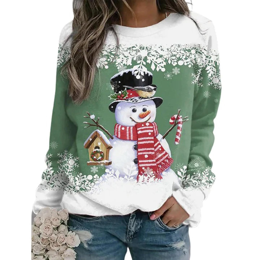 Women's Regular-Fit Snowman Holiday Sweater in Thick Knit