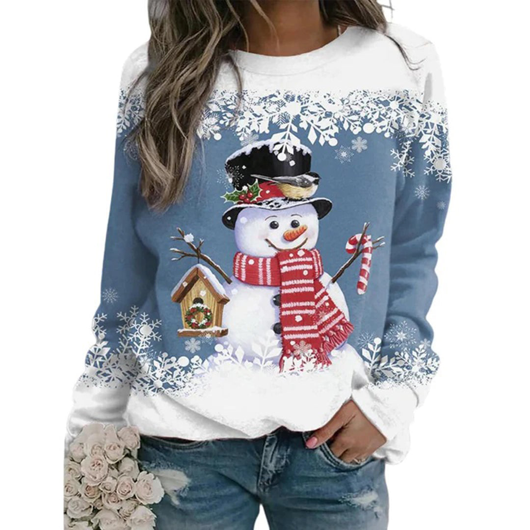Women's Regular-Fit Snowman Holiday Sweater in Thick Knit
