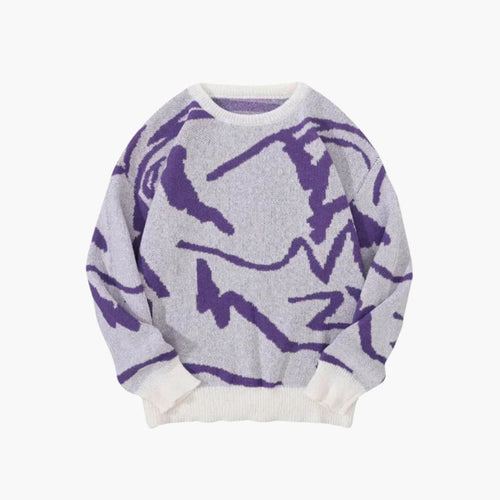 Men's Abstract Front Soft Knit Crew Sweater - Mauve