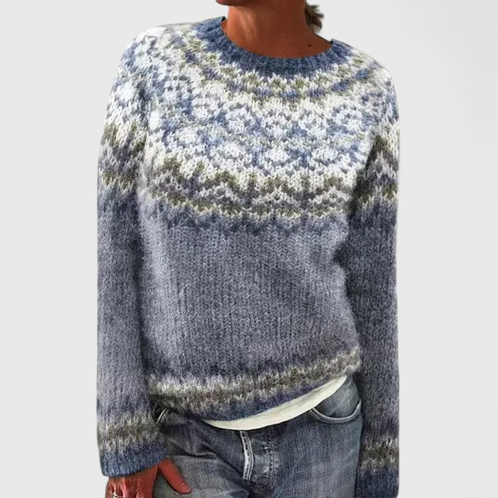 Women's Classic Everyday Knit Pullover in Extended Sizes - Dark Blue