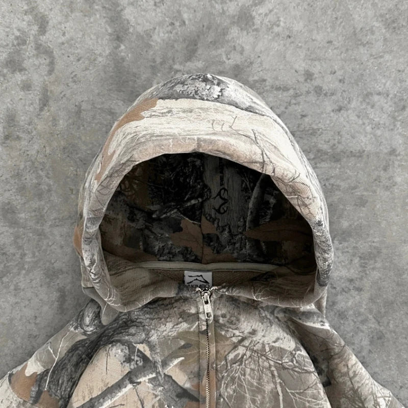 Men's Casual Camo-Print Full-Zip Hoodie Jacket
