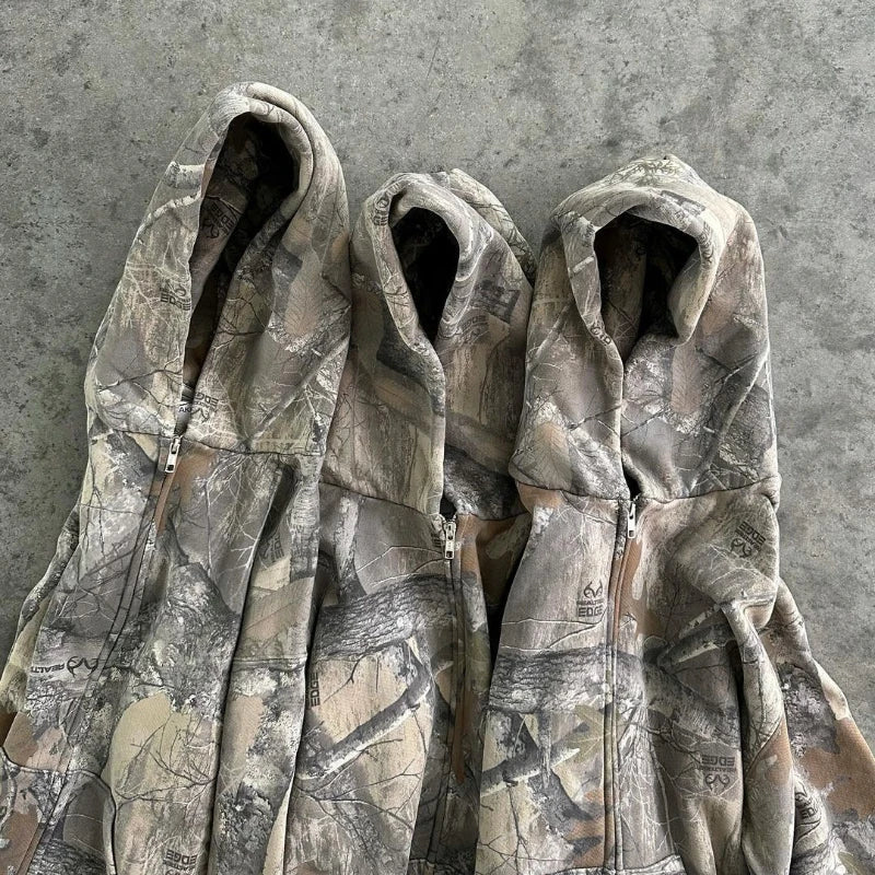 Men's Casual Camo-Print Full-Zip Hoodie Jacket