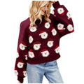 Women's All-Over Print Holiday Sweater in a Relaxed Fit - Wine Red