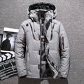 Men's Streamlined Hooded Puffer with Down Fill and Zip Pockets - Light Gray