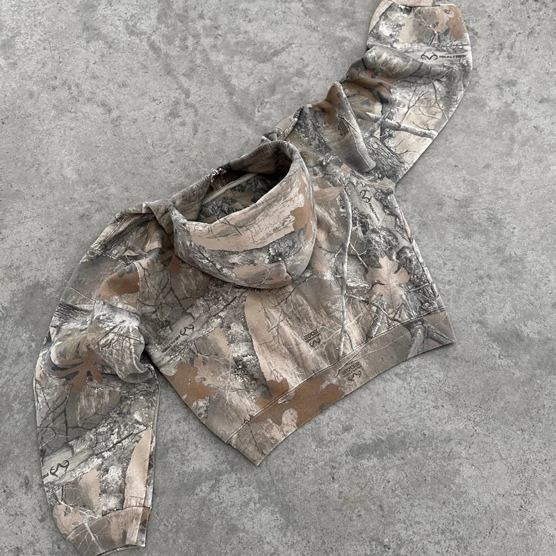 Men's Casual Camo-Print Full-Zip Hoodie Jacket