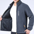 Men's Relaxed Full-Zip Polar Fleece Jacket with High Collar - Gray