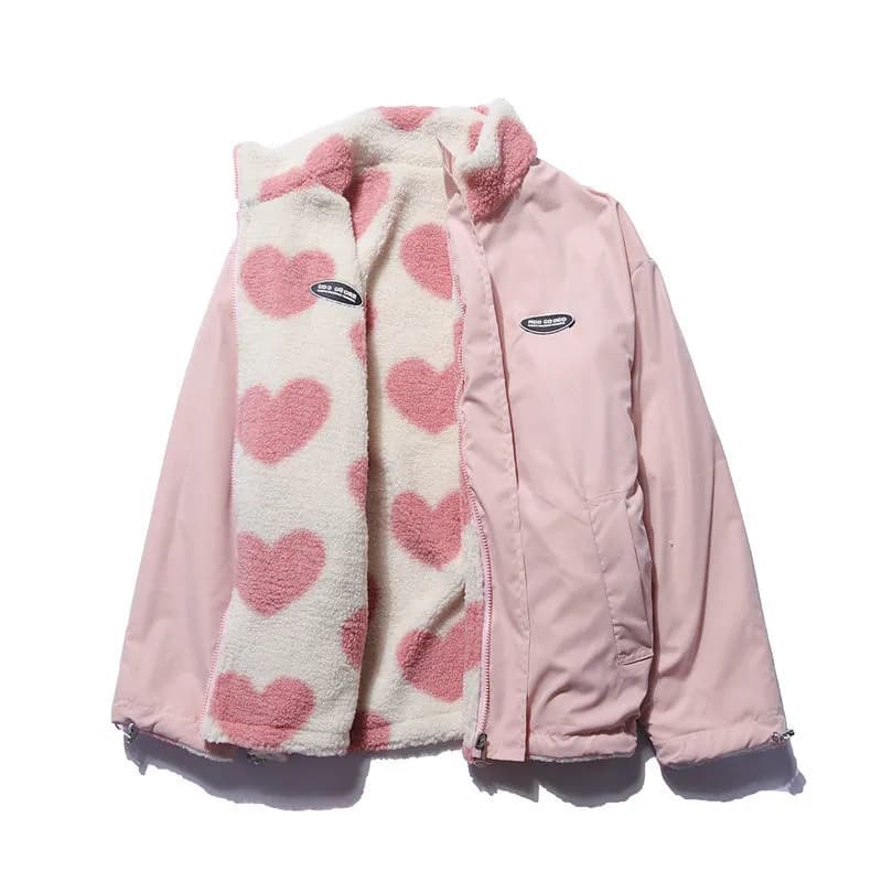 Women's Fleece-Lined Full-Zip Everyday Jacket with Stand Collar - Light Pink