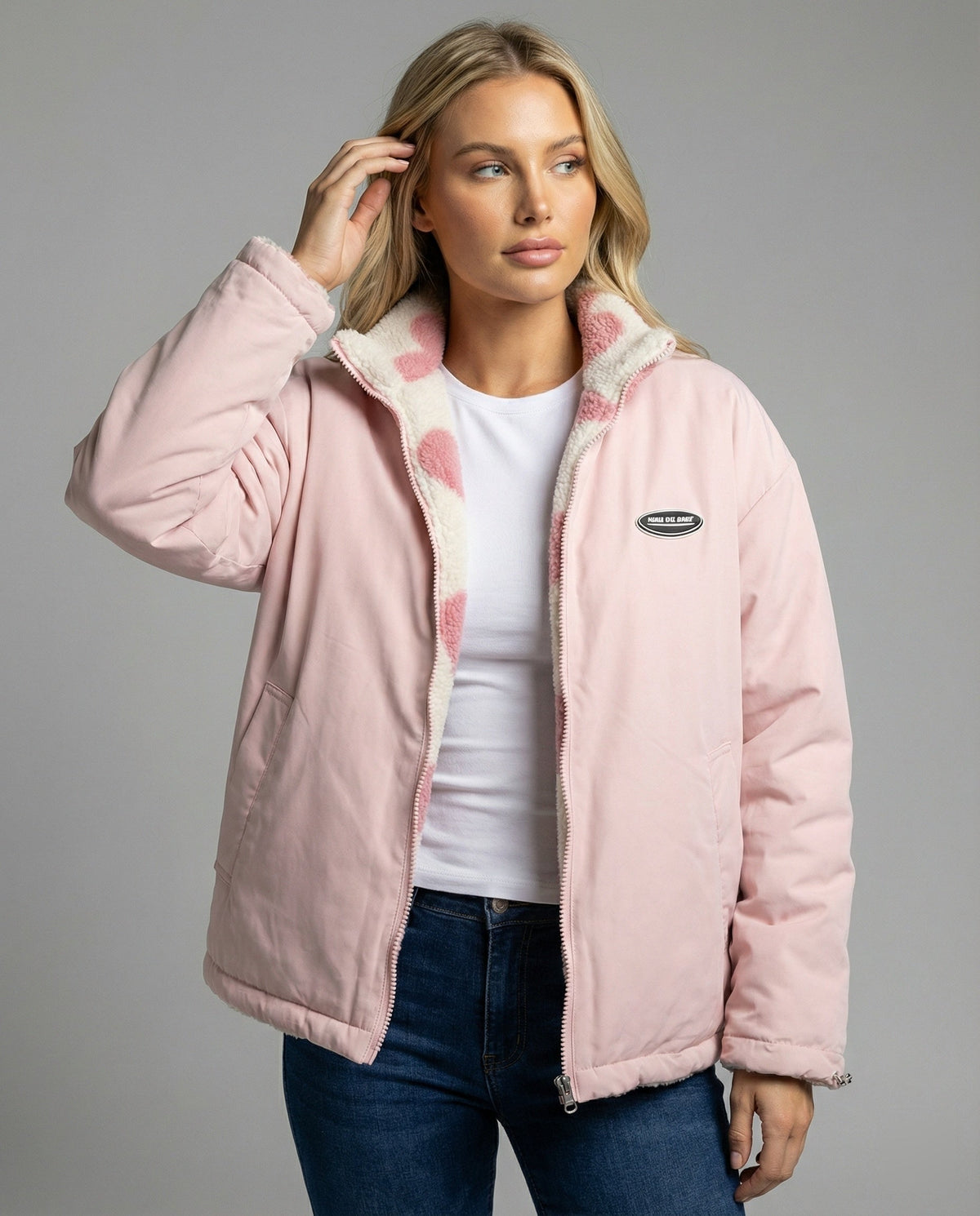 Women's Fleece-Lined Full-Zip Everyday Jacket with Stand Collar