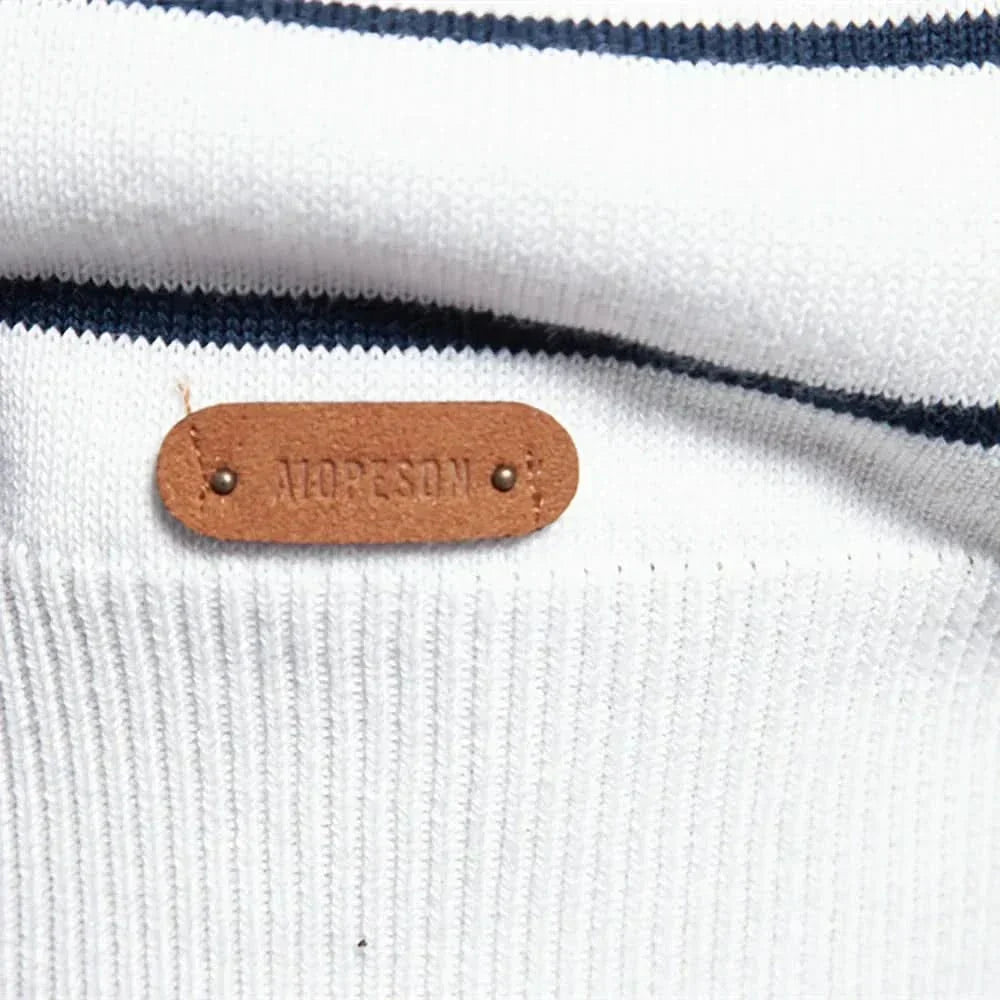 Men's Casual Striped Pullover Sweater with Crew Neck