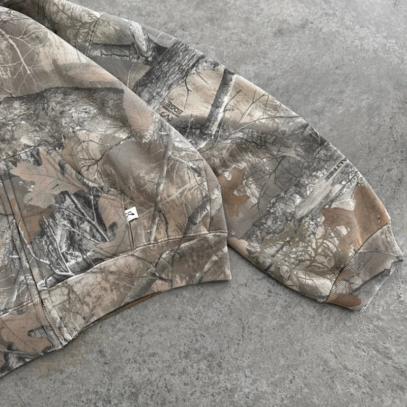 Men's Casual Camo-Print Full-Zip Hoodie Jacket