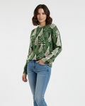 Women's Pine Tree Christmas Sweater with Classic Crew Neck - Green