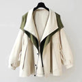 Women's Layered-Collar Waterproof Trench with Oversized Fit - White