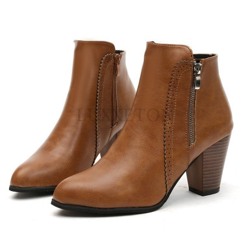 Women's Day-to-Night Block Heel Booties with Side Zipper