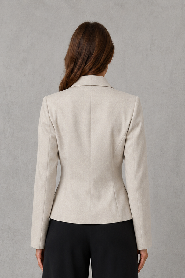 Women's Classic-Lapel One-Button Blazer with Shaped Waist
