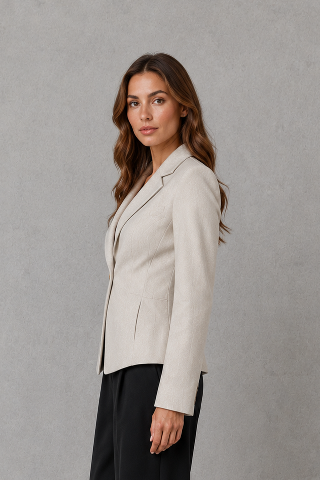 Women's Classic-Lapel One-Button Blazer with Shaped Waist