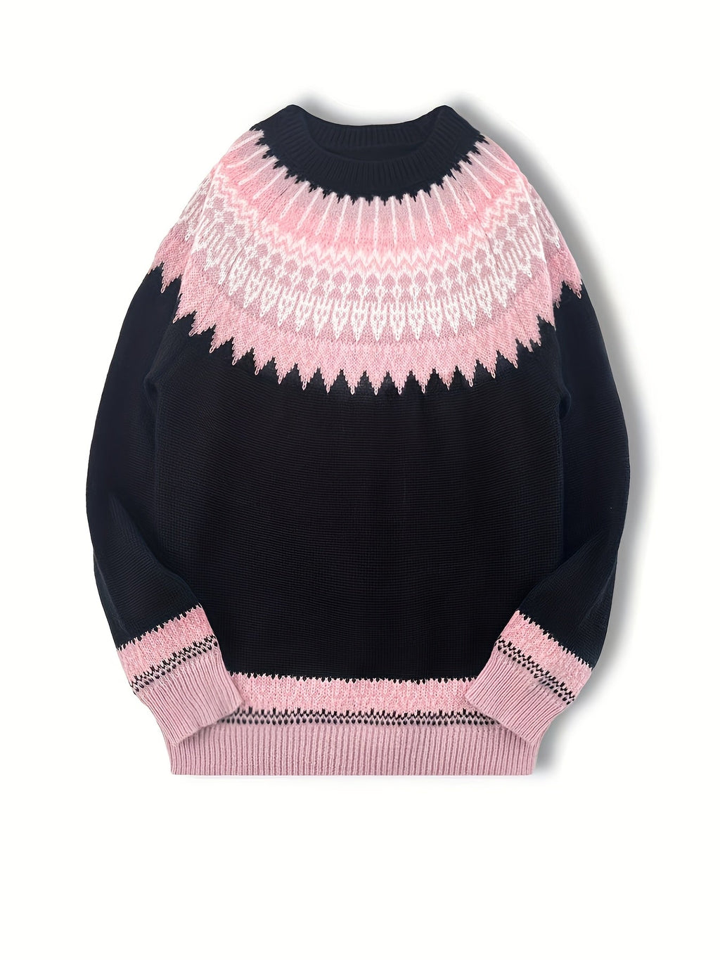 Women's Chunky Nature Motif Jacquard Crew Neck Pullover