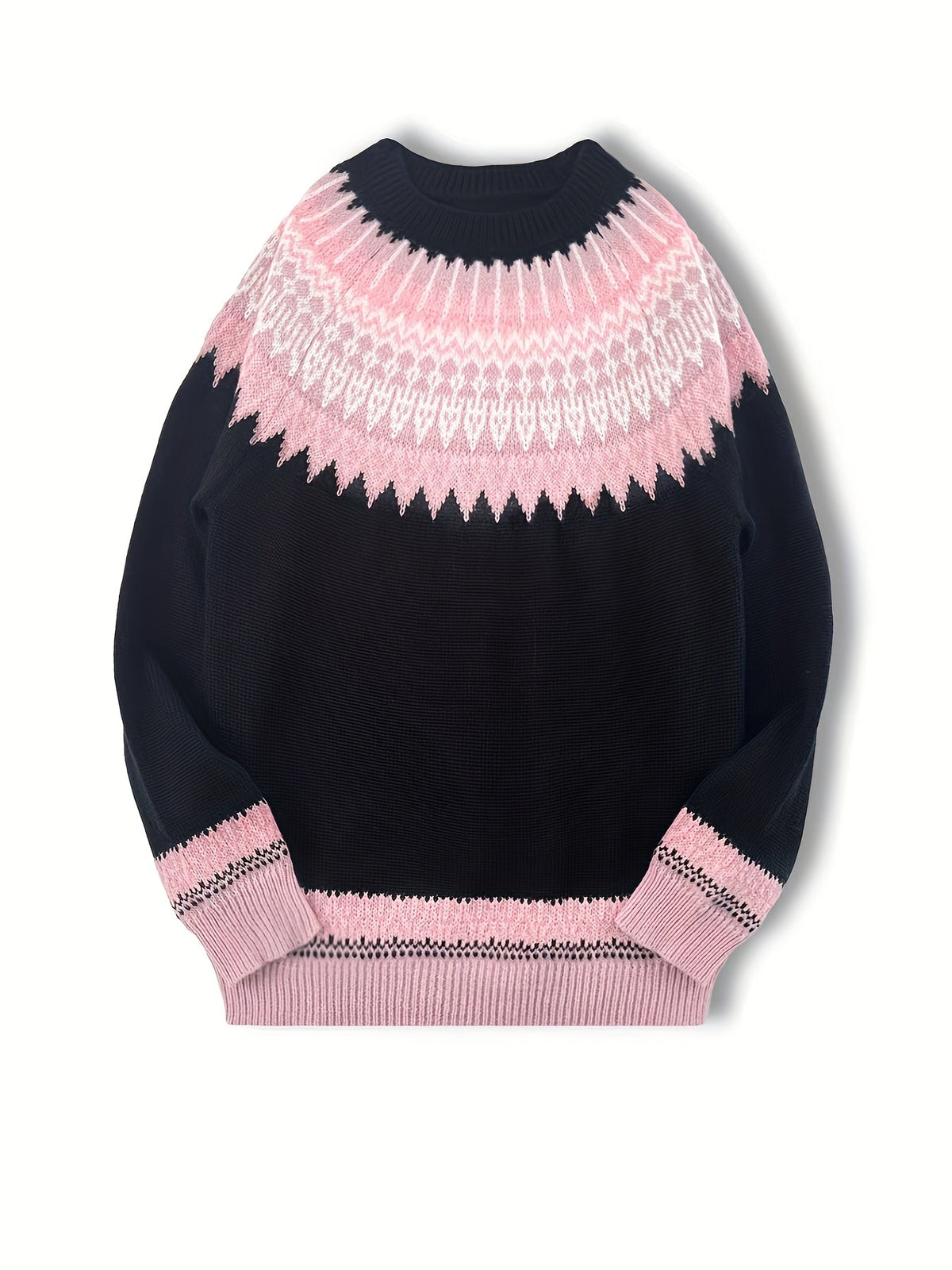 Women's Chunky Nature Motif Jacquard Crew Neck Pullover