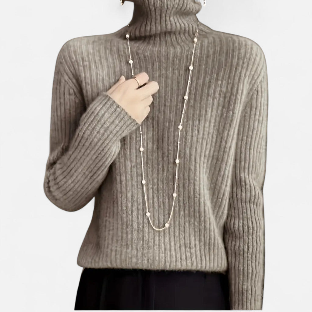 Women's Umbrella-Hem Turtleneck Sweater in Stretch Rib Knit