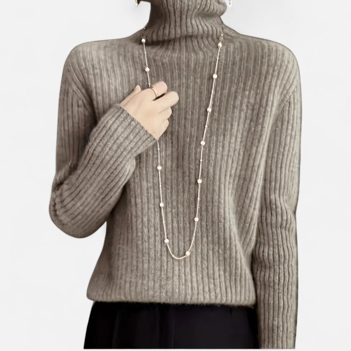 Women's Umbrella-Hem Turtleneck Sweater in Stretch Rib Knit
