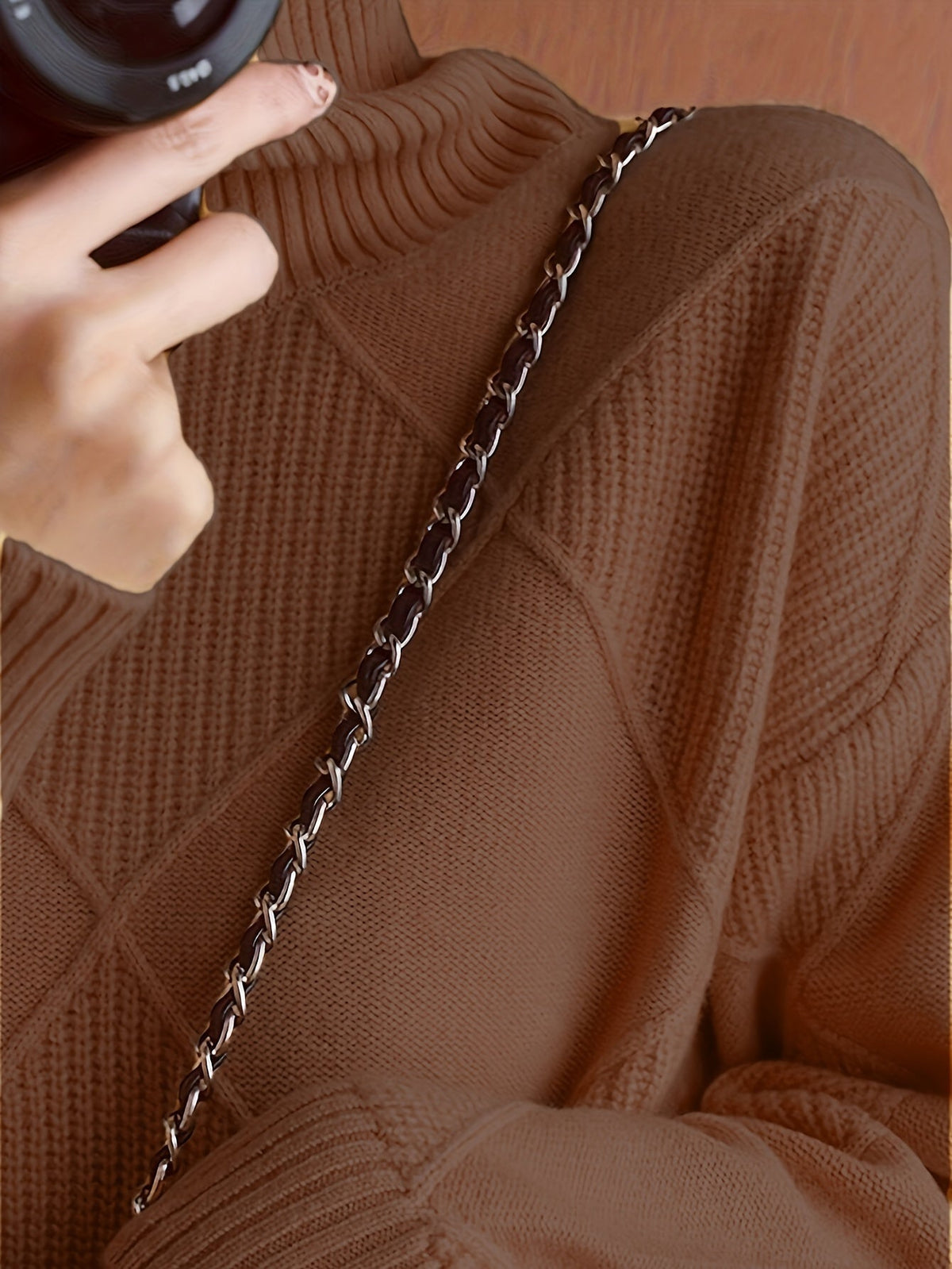 Women's Plus-Size Diamond Knit Turtleneck Sweater in a Relaxed Fit