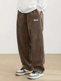 Men's Roomy Wide-Leg Corduroy Pants for Weekends and Travel - Brown