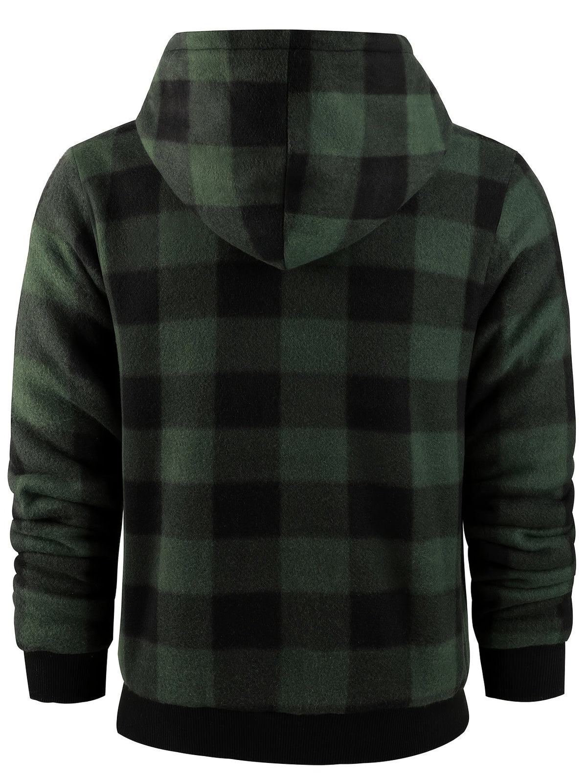 Men's Plush-Lined Zip-Up Hooded Jacket in Solid or Plaid