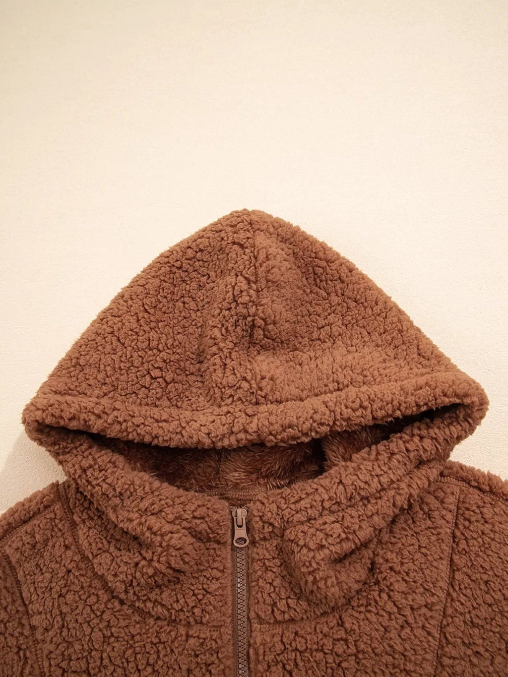 Women's Plush Teddy Zip-Up Jacket with Relaxed Oversized Fit