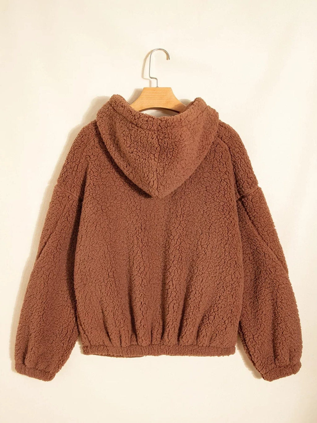 Women's Plush Teddy Zip-Up Jacket with Relaxed Oversized Fit