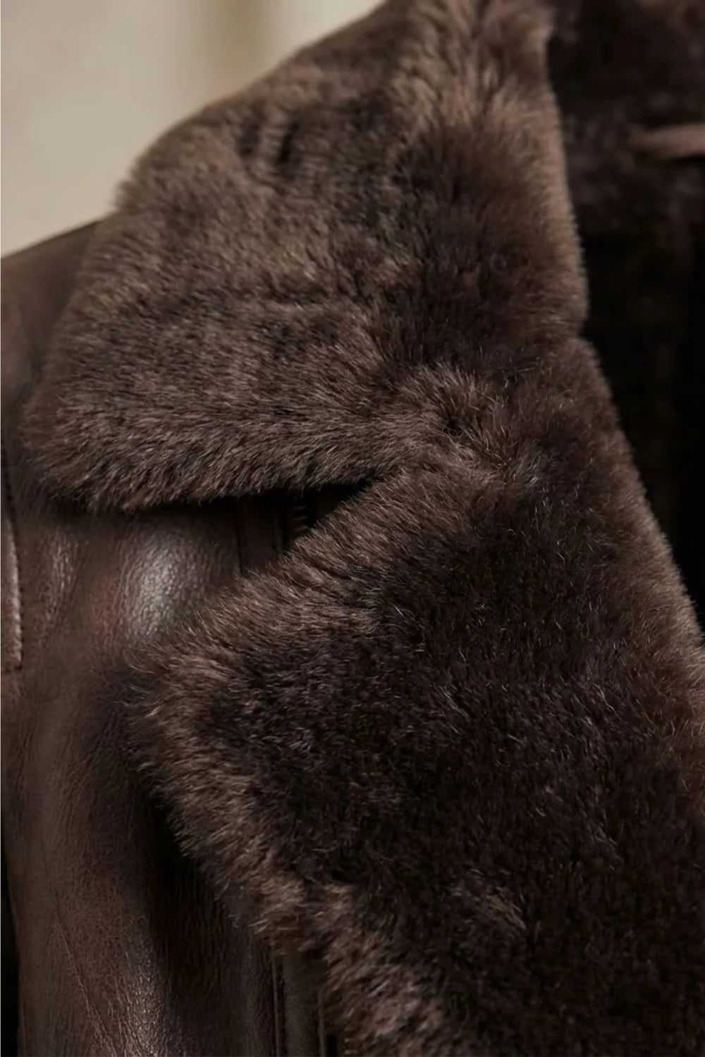 Women's Relaxed Leather-Look Jacket with Plush Faux Fur Collar