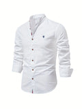 Men's Structured-Collar Slim Button-Up Shirt - White