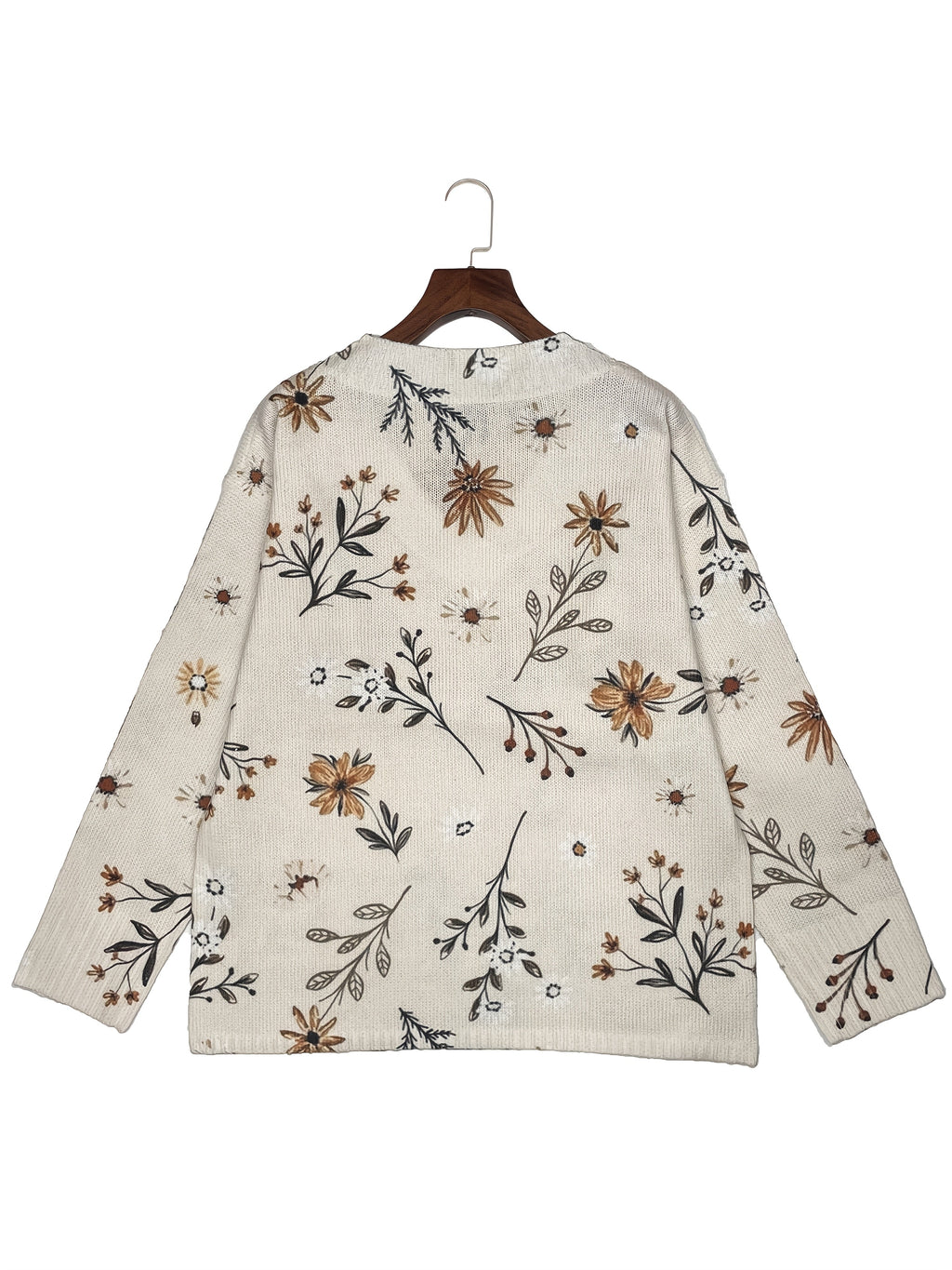 Women's Relaxed-Fit Floral V-Neck Sweater for Layering