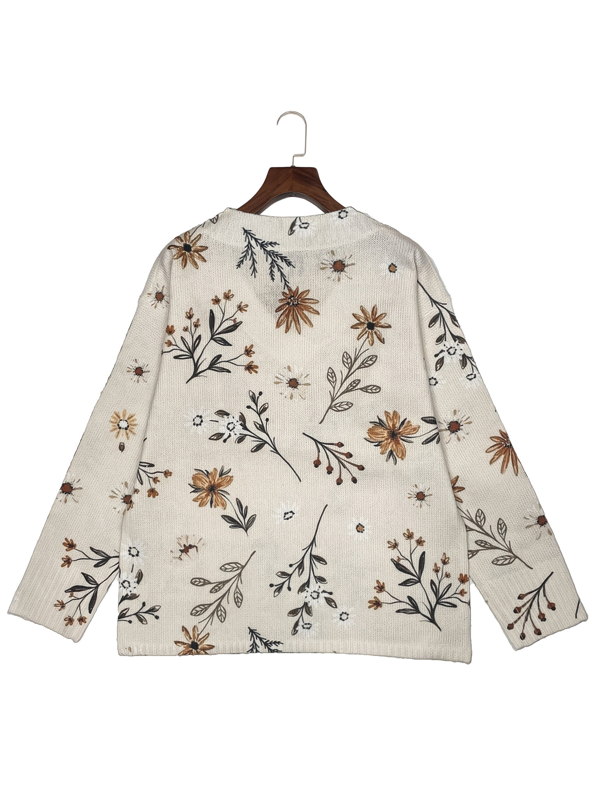 Women's Relaxed-Fit Floral V-Neck Sweater for Layering