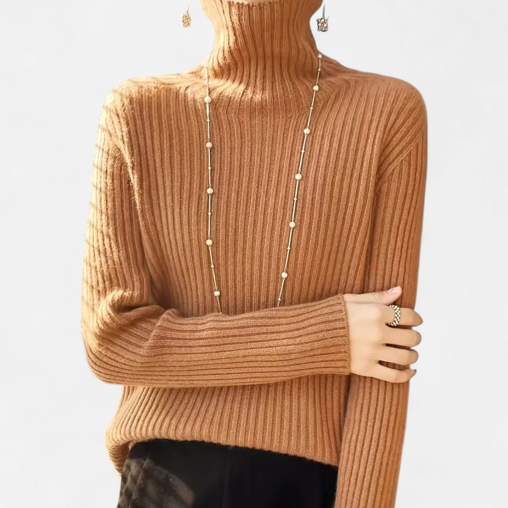 Women's Umbrella-Hem Turtleneck Sweater in Stretch Rib Knit