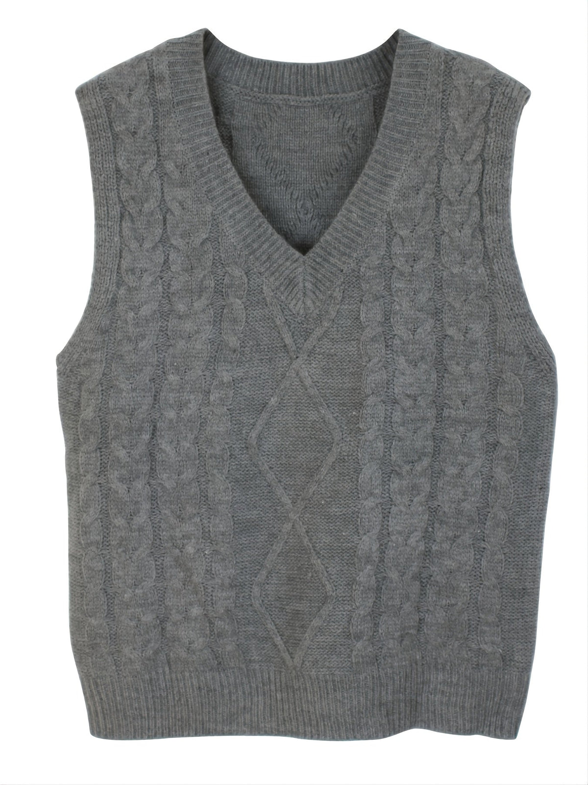 Women's Cable-Knit V-Neck Sweater Vest in a Relaxed Fit