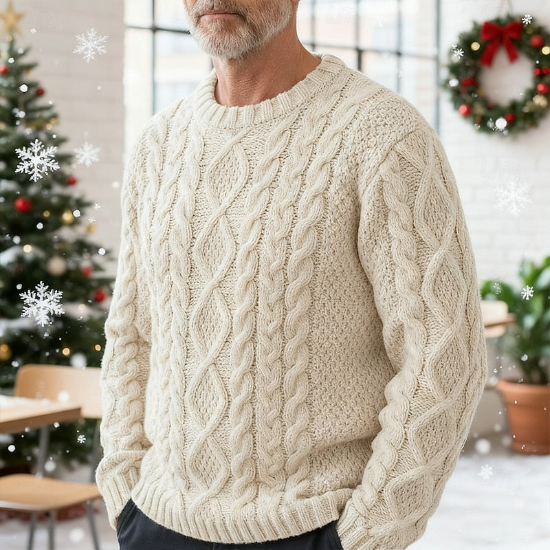 Men's Timeless Cable-Knit Crewneck Sweater