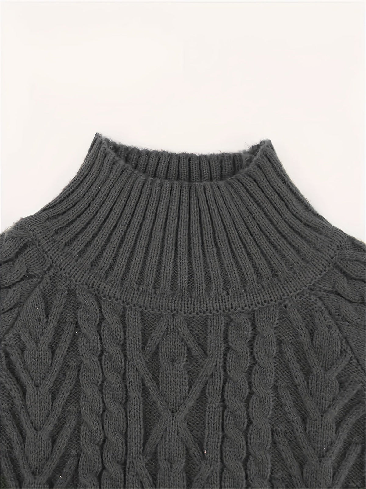 Women's Easy-Drape Cable-Knit Sweater with Half-High Collar