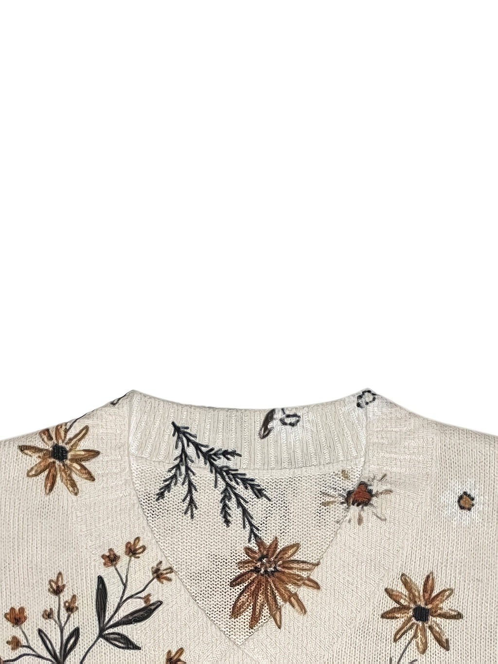 Women's Relaxed-Fit Floral V-Neck Sweater for Layering