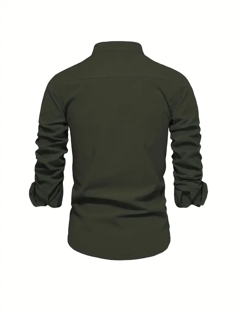 Men's Structured-Collar Slim Button-Up Shirt