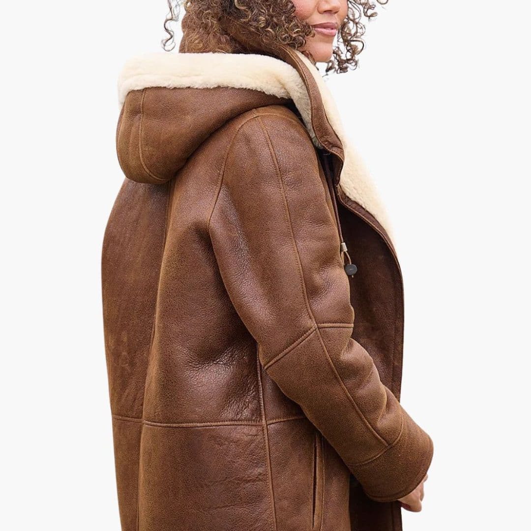 Women's Faux Fur Collar Knee-Length Duffle Coat with Toggles